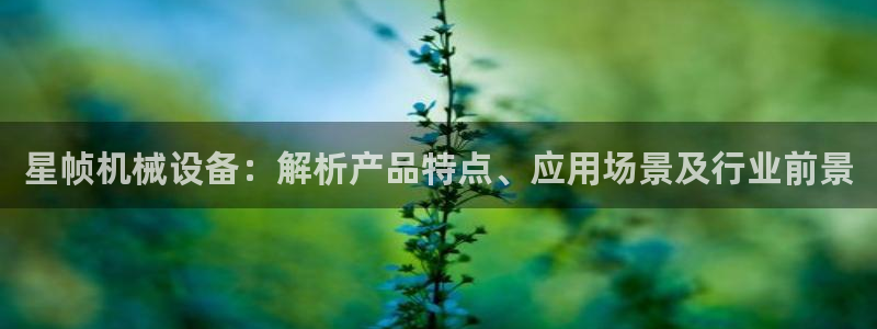 金年会体育app：星帧机械设备：解析产品特点、应用场景及行业前景