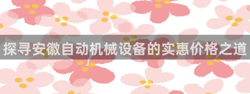 金年会官方app下载最新版：探寻安徽自动机械设备的实惠价格之道